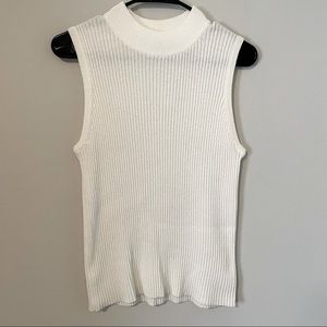 Vintage Northeast Knitters Ivory Shimmery Sleeveless Knit Tank